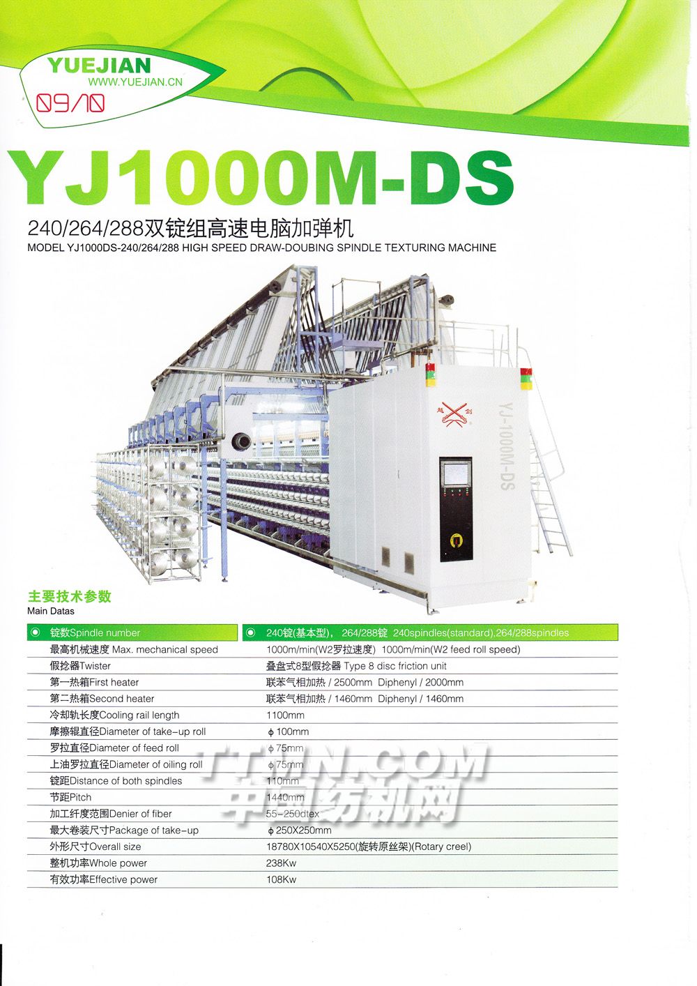 YJ1000M-DS240/264/288双锭组高速电脑加弹机-越剑