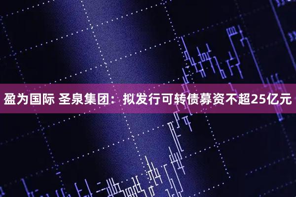 盈为国际 圣泉集团：拟发行可转债募资不超25亿元