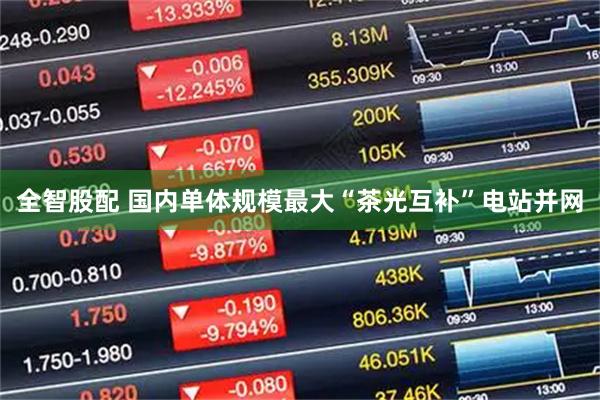 全智股配 国内单体规模最大“茶光互补”电站并网